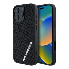 Karl Lagerfeld для iPhone 16 Pro чехол 3D Rubber Multi Logo Hard Black