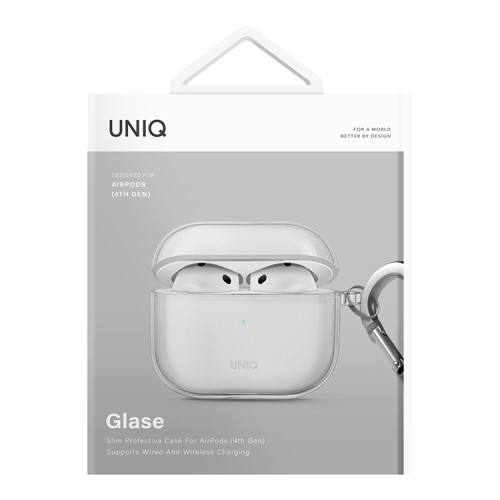 Uniq для Airpods 4 чехол Glase TPU case with carabin Clear