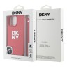 DKNY для iPhone 16 Pro Max чехол PU Stack metal logo Hard + Hand strap Pink