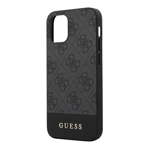 Чехол Guess 4G Stripe Metal logo Hard для iPhone 12 | 12 Pro, серый