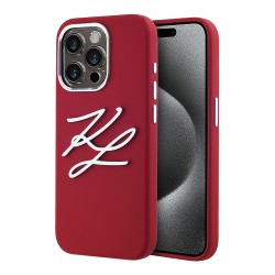 Karl Lagerfeld для iPhone 15 Pro Max чехол Liquid Silicone Metal Logo Initials Hard Red