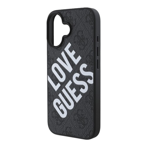 Guess для iPhone 16 чехол PU Love Guess logo Hard Black (MagSafe)