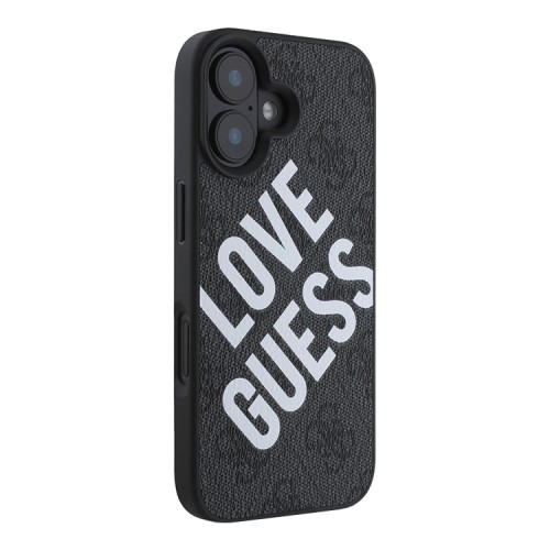 Guess для iPhone 16 чехол PU Love Guess logo Hard Black (MagSafe)
