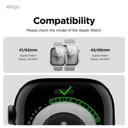 Elago для Apple Watch 46 mm чехол Clear Shield case+9H glass Frosted Transparent