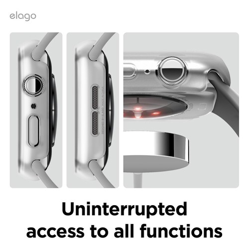 Elago для Apple Watch 46 mm чехол Clear Shield case+9H glass Frosted Transparent
