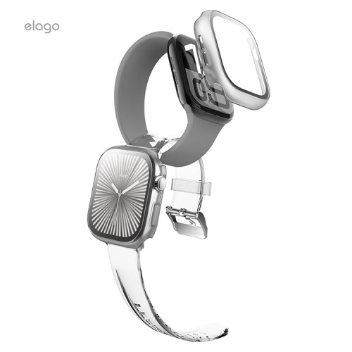 Elago для Apple Watch 46 mm чехол Clear Shield case+9H glass Frosted Transparent