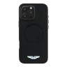 Aston Martin для iPhone 16 Pro Max чехол PU Full Wrapped Metal logo & Camera Hard Black (MagSafe)
