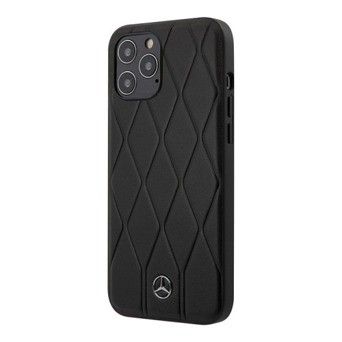 Mercedes чехол Wave Quilted Hard для iPhone 12 | 12 Pro, черный