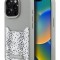 Karl Lagerfeld для iPhone 15 Pro Max чехол Cardslot PU Grained leather Leopard pocket Hard Grey