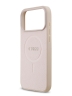 Guess для iPhone 17 Pro чехол PU Saffiano with Classic metal logo Hard Pink (MagSafe)
