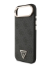 Guess для iPhone Air чехол PU 4G Triangle Diamond metal logo Gold camera Hard Black (MagSafe)