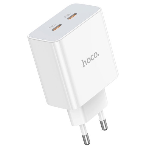 HOCO сетевое зарядное устройство C108A Leader charger Type-C PD35W + Type-C PD 35W White