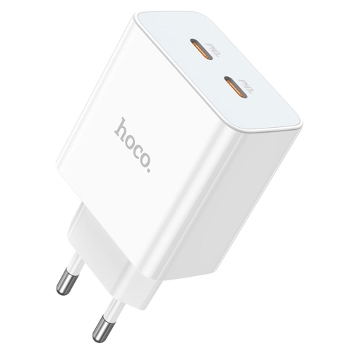 HOCO сетевое зарядное устройство C108A Leader charger Type-C PD35W + Type-C PD 35W White