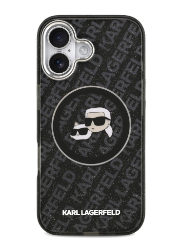Karl Lagerfeld для iPhone 17 чехол IML NFT Karl&Choup Head on logo Metal Cam Hard Black (MagSafe)