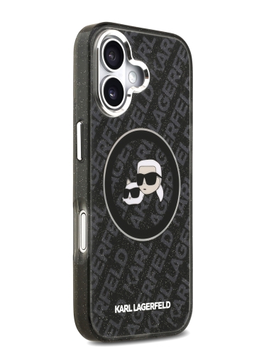 Karl Lagerfeld для iPhone 17 чехол IML NFT Karl&Choup Head on logo Metal Cam Hard Black (MagSafe)