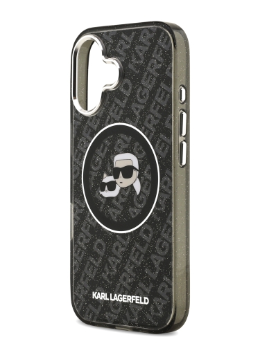 Karl Lagerfeld для iPhone 17 чехол IML NFT Karl&Choup Head on logo Metal Cam Hard Black (MagSafe)