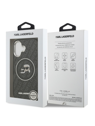 Karl Lagerfeld для iPhone 17 чехол IML NFT Karl&Choup Head on logo Metal Cam Hard Black (MagSafe)