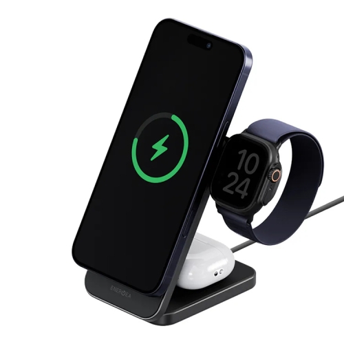 Energea Беспроводное СЗУ MagTrio 2, 3in1 magnetic wireless foldable charger Qi2 25W Gunmetal