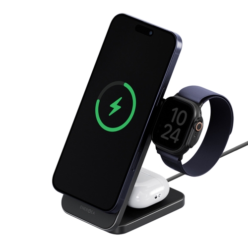 Energea Беспроводное СЗУ MagTrio 2, 3in1 magnetic wireless foldable charger Qi2 25W Gunmetal