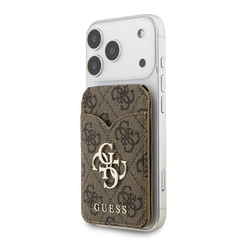 Guess картхолдер бумажник-стенд Wallet MagSafe Cardslot Stand with Mirror PU 4G Big metal logo Brown