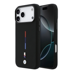 BMW для iPhone 17 Pro чехол M-series Liquid silicone Metal cam Tricolor Hard Black (MagSafe)