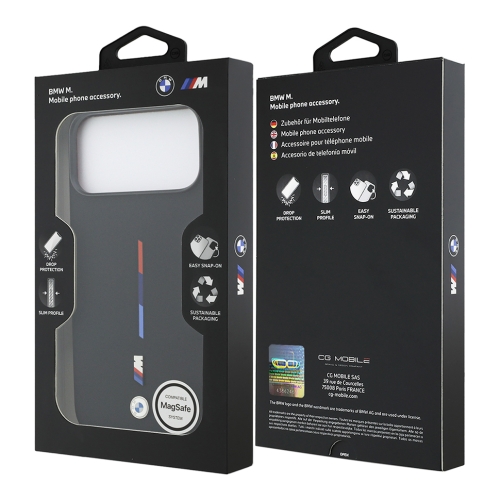 BMW для iPhone 17 Pro чехол M-series Liquid silicone Metal cam Tricolor Hard Black (MagSafe)