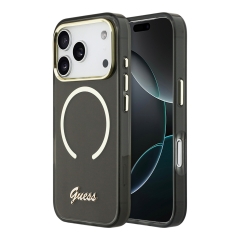 Guess для iPhone 17 Pro чехол IML Script Metal logo and Camera Hard Black (MagSafe)