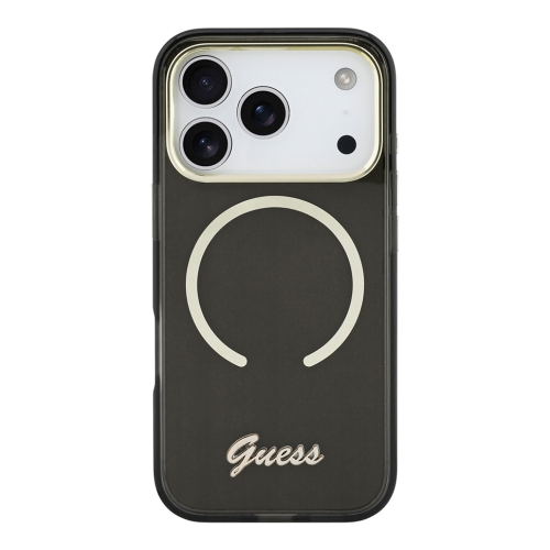 Guess для iPhone 17 Pro чехол IML Script Metal logo and Camera Hard Black (MagSafe)