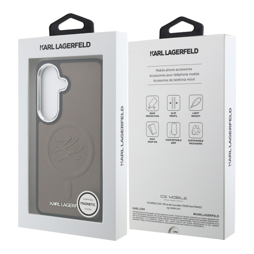 Karl Lagerfeld для Galaxy S26+ чехол PU Debossed Initials Metal camera Hard Brown (MagSafe)