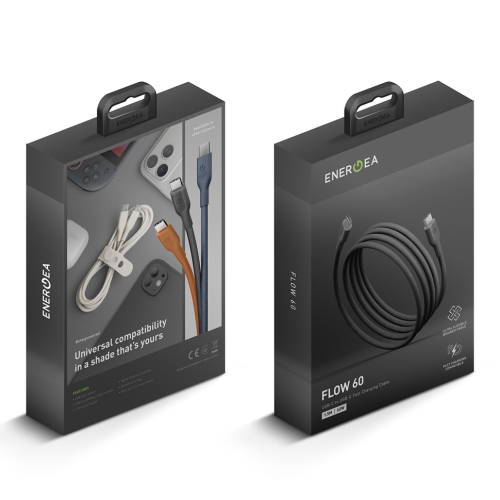 Energea Кабель FLOW 60 USB-C to USB-C PD60W 3A 480Mbps Nanoweave Black 1.5m