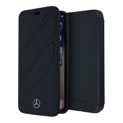 Кожаный чехол Mercedes New Organic Booktype для iPhone XS Max, синий