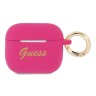 Чехол Guess Silicone Script logo с кольцом для Airpods 3 (2021), фуксия