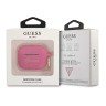 Чехол Guess Silicone Script logo с кольцом для Airpods 3 (2021), фуксия