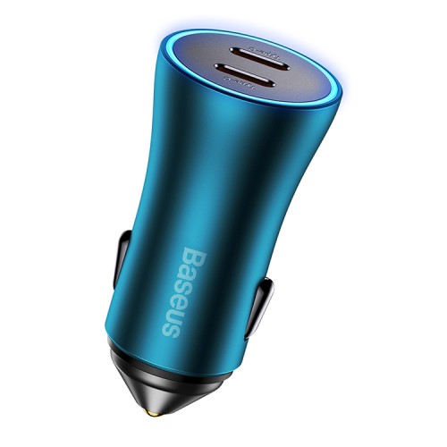 Автомобильная зарядка Baseus Golden Contactor Pro Dual Fast Charger CGJP000003 2*USB-C PD (40W), синяя