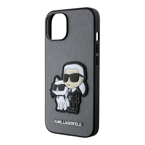 Чехол Lagerfeld PU Saffiano NFT Karl & Choupette Hard для iPhone 14, серебристый