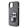Чехол Lagerfeld PU Saffiano NFT Karl & Choupette Hard для iPhone 14, серебристый