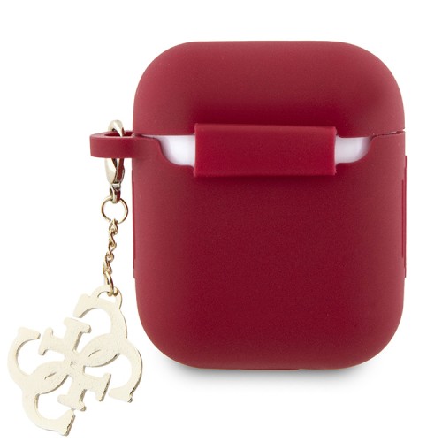 Guess для Airpods 1/2 чехол Liquid silicone with 4G Diamond charm Magenta