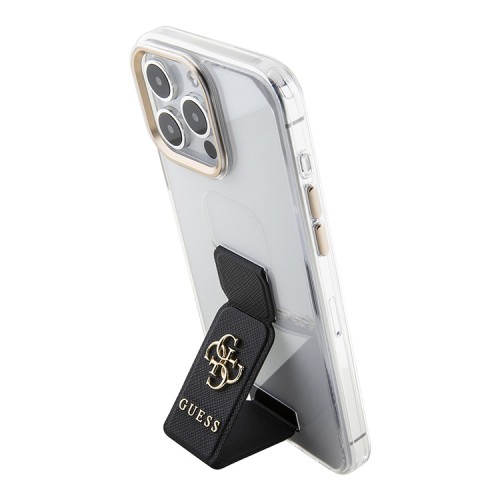 Guess для iPhone 15 Pro Max чехол GripStand PU Saffiano with 4G Big metal logo Hard Clear/Black