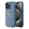 Guess для iPhone 15 Pro чехол PU 4G Big metal logo Hard Blue