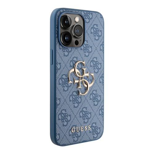 Guess для iPhone 15 Pro чехол PU 4G Big metal logo Hard Blue