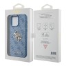 Guess для iPhone 15 Pro чехол PU 4G Big metal logo Hard Blue