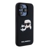 Karl Lagerfeld для iPhone 15 Pro чехол Liquid Silicone NFT Karl & Choupette Head Hard Black (MagSafe)