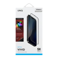 Uniq стекло для iPhone 16 OPTIX Vivid (true colors) Clear/Black (+installer)