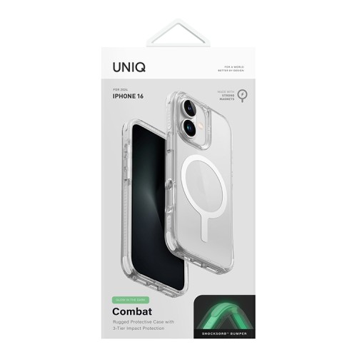 Uniq для iPhone 16 чехол Combat Lume-White (MagSafe)