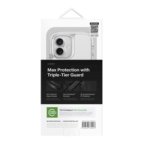 Uniq для iPhone 16 чехол Combat Lume-White (MagSafe)