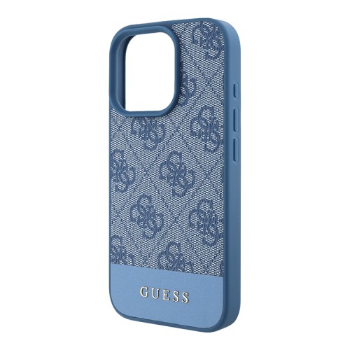 Guess для iPhone 16 Pro Max чехол PU 4G Bottom stripe Metal logo Hard Blue
