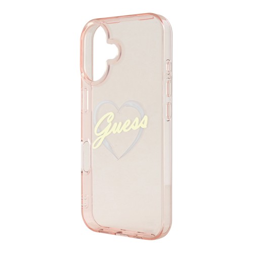 Guess для iPhone 16 чехол PC/TPU Heart Pink
