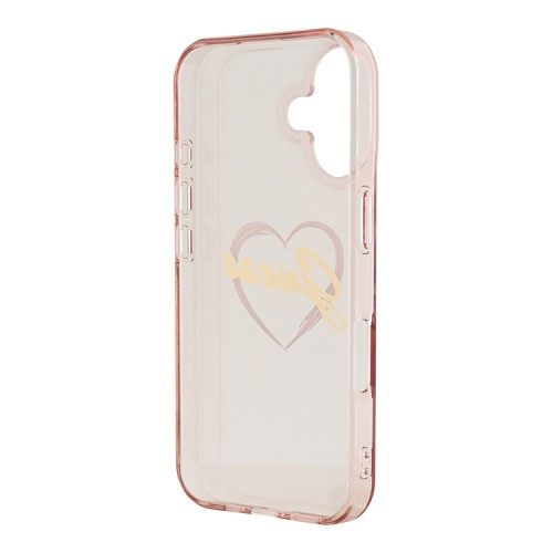 Guess для iPhone 16 чехол PC/TPU Heart Pink