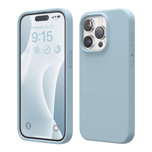 Elago для iPhone 15 Pro чехол Soft silicone (Liquid) Sky Blue
