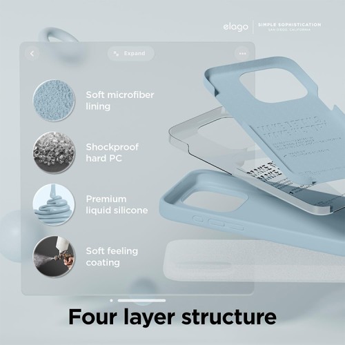 Elago для iPhone 15 Pro чехол Soft silicone (Liquid) Sky Blue